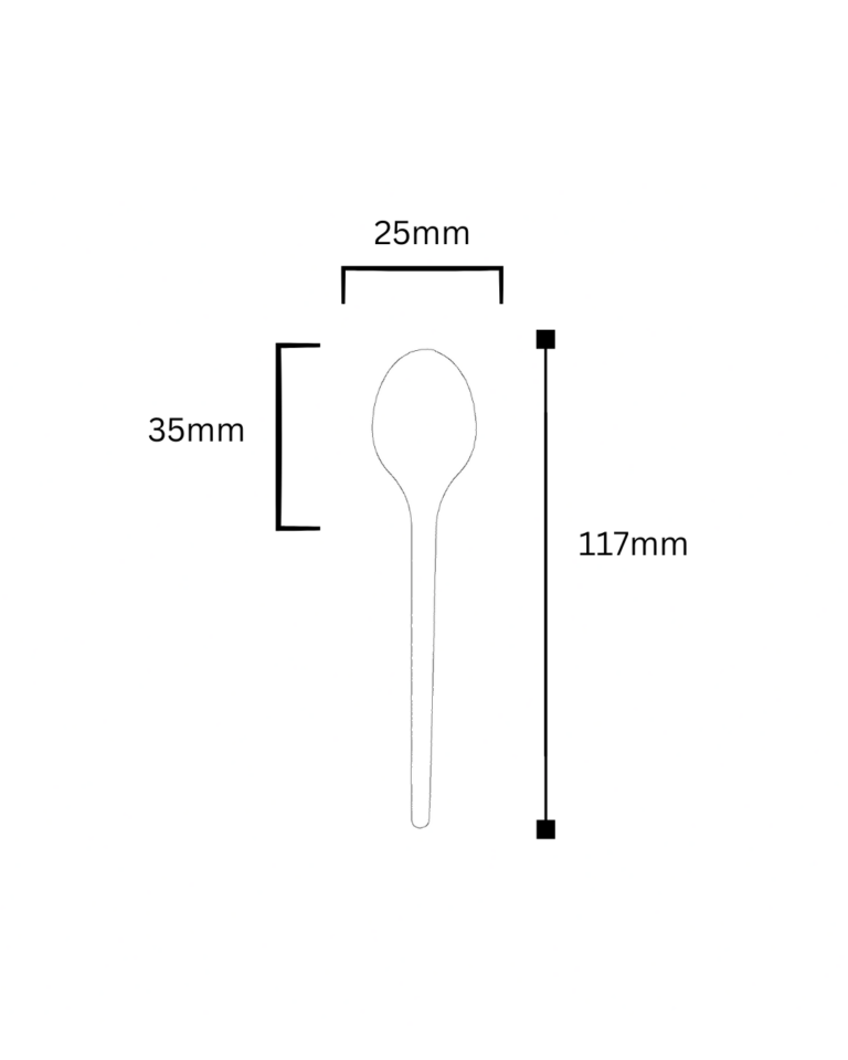 Plano técnico de la cuchara pequeña desechable BICHE con sus medidas