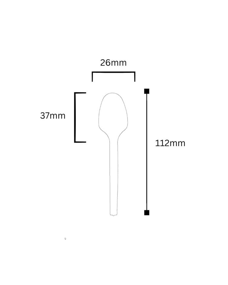 Plano técnico de la cuchara pequeña desechable CHIC con sus medidas