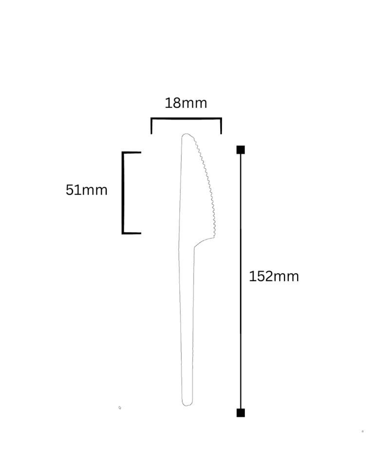 Plano técnico del cuchillo desechable con sus medidas