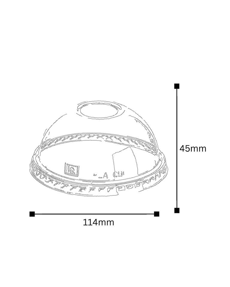 Plano técnico de la tapa domo para vaso desechable con sus medidas
