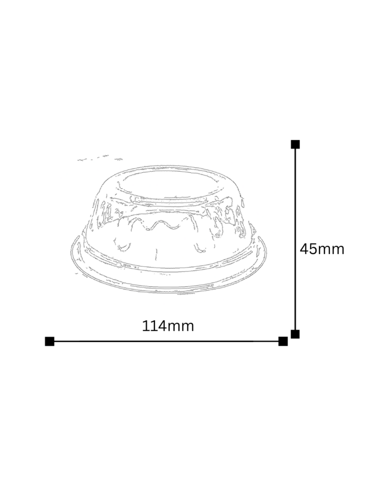 Plano técnico de la tapa domo textura para tarrina plástica con sus medidas