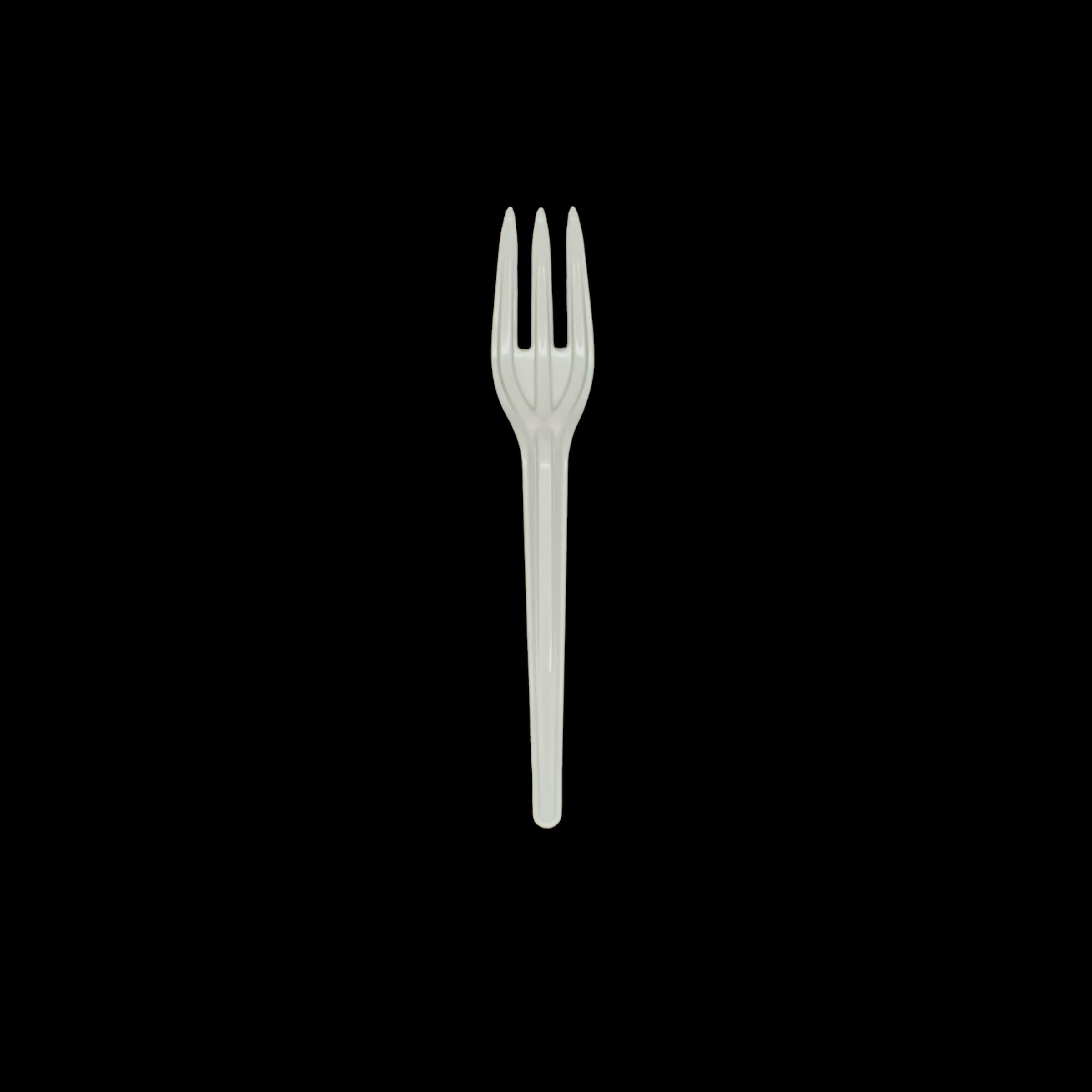 Tenedor pequeÑo blanco desechable, con puntas reforzadas para tus postres. ProductPlast