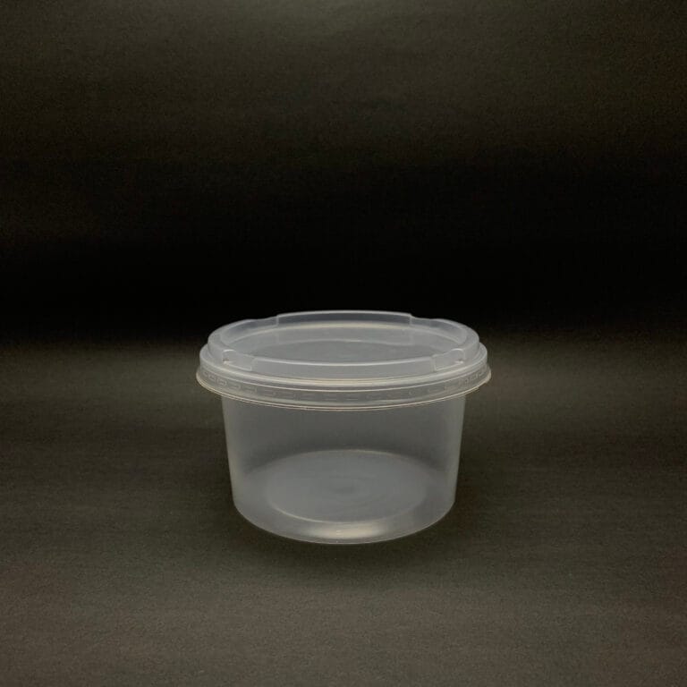 Tarrina plástica CHIC de 14 oz con tapa, vista frontal