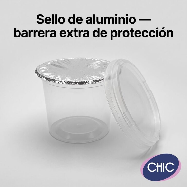 Tarrina plástica CHIC sellada con foil de aluminio y tapa