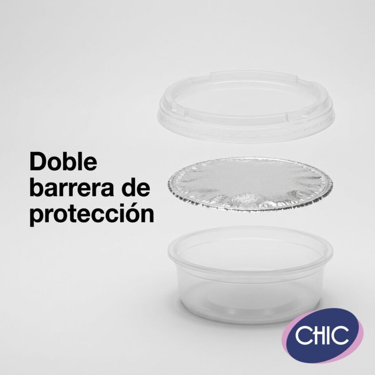 Doble protección: foil de aluminio y tapa de tarrina plástica CHIC