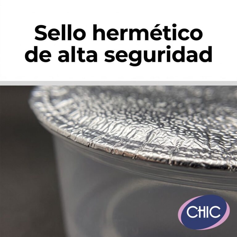 Sello hermético de foil de aluminio en tarrina plástica